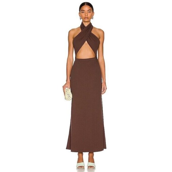 Atoir Dresses & Skirts - Atoir Elevate Dress Chestnut Brown Tie Back Cut Out